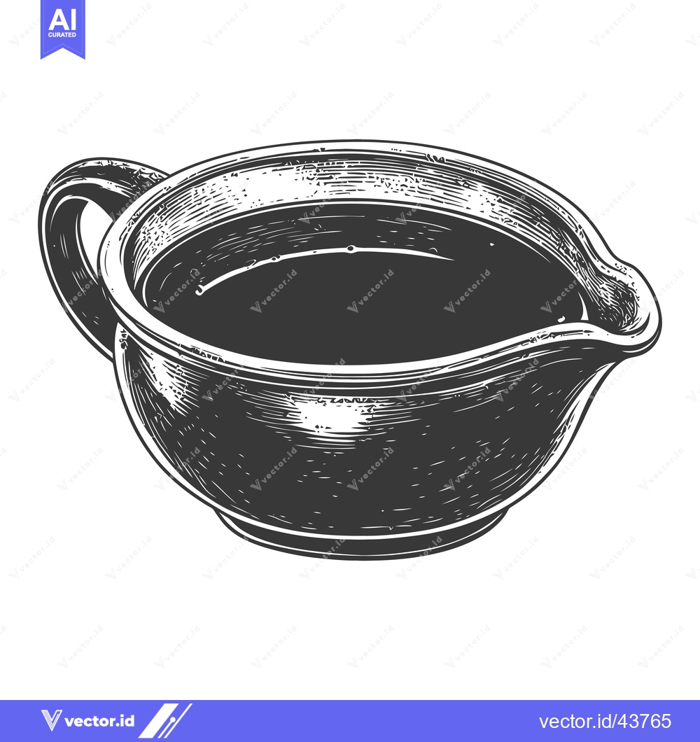 Premium Vector dari A Gravy Boat Filled With Dark Sauce Ready To Serve