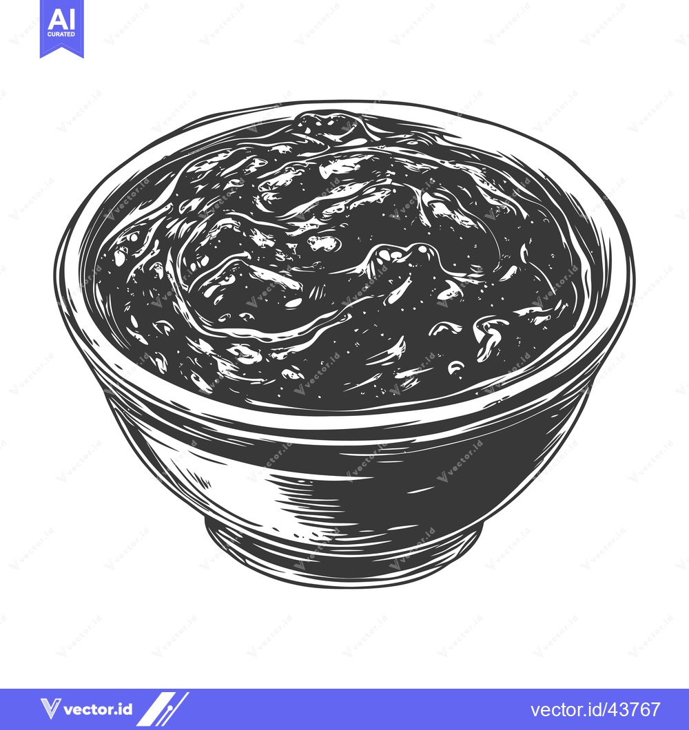 Premium Vector dari A bowl of dark sauce or dip