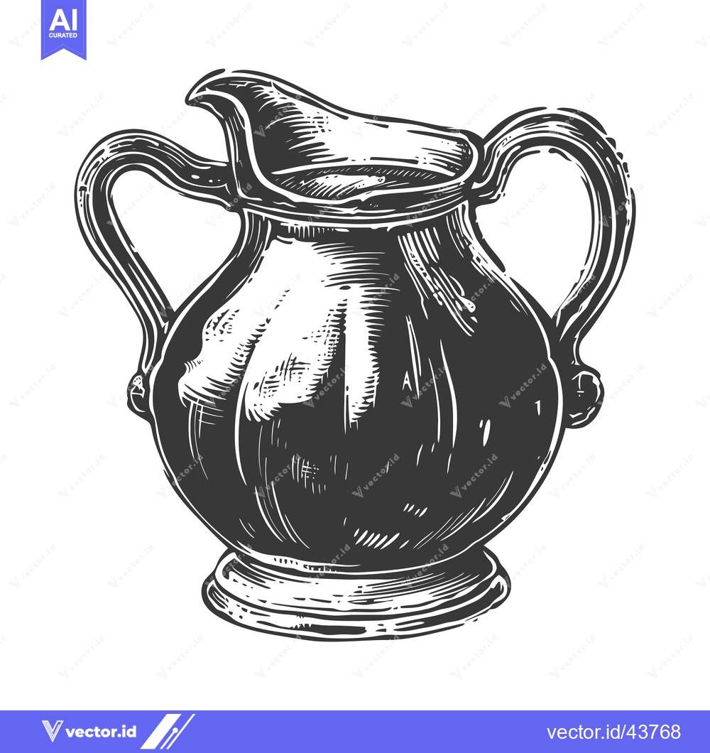 Premium Vector of Ornate Two Handled Pitcher Filled With Liquid