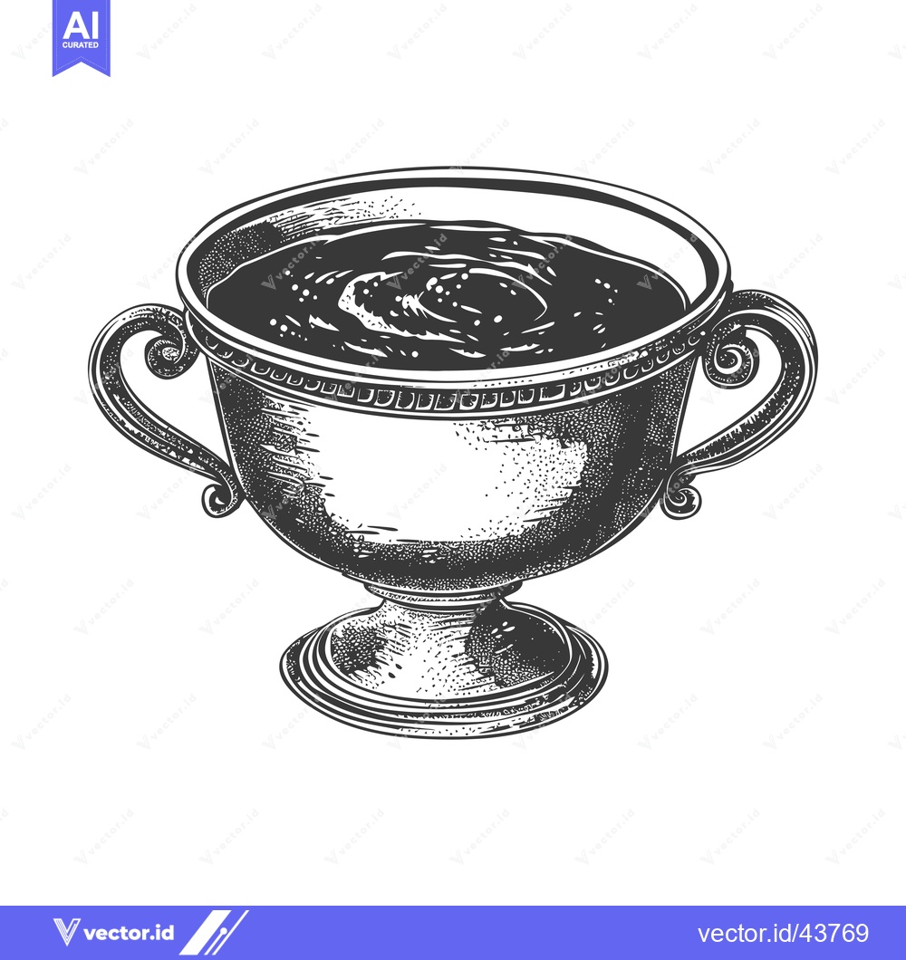 Premium Vector of Ornate Vessel Containing Dark Liquid Swirling Gently