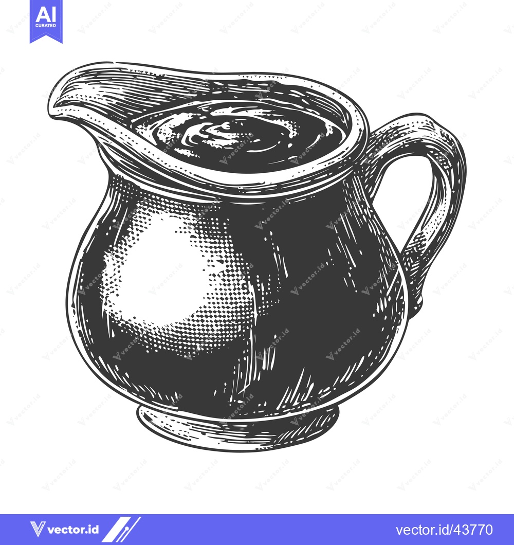 Premium Vector of A Hand Drawn Illustration Of A Creamer Filled With Liquid