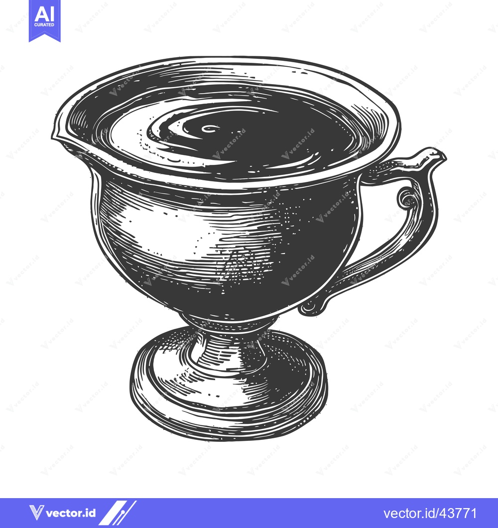 Premium Vector dari An Ornate Engraved Cup Filled With Dark Liquid