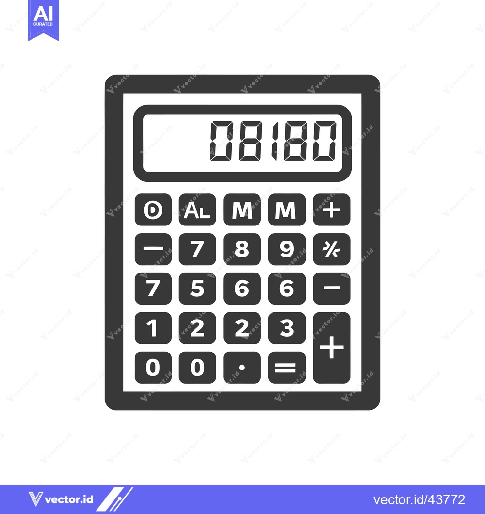 Premium Vector of Gray Calculator with Digital Display Showing 08180