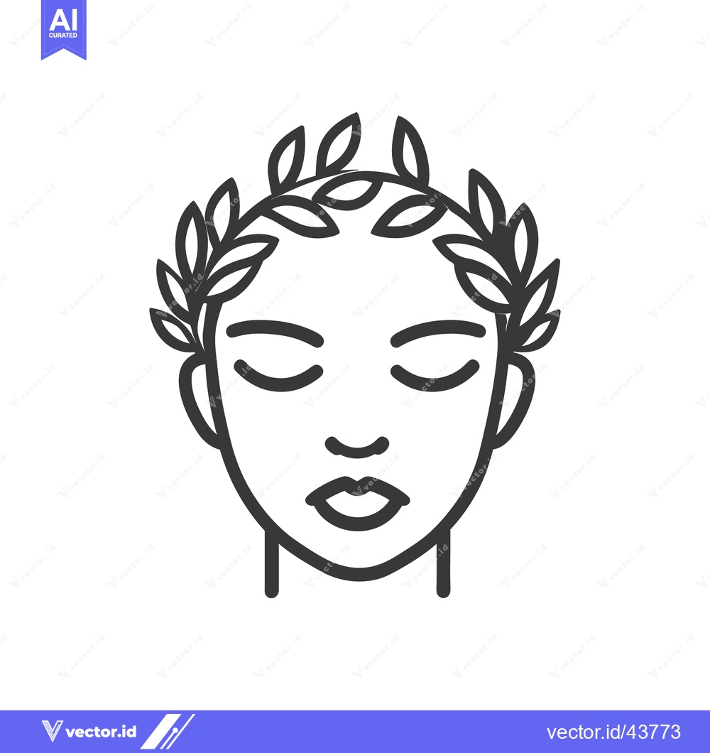 Premium Vector dari Simple outline of a face wearing a laurel wreath crown