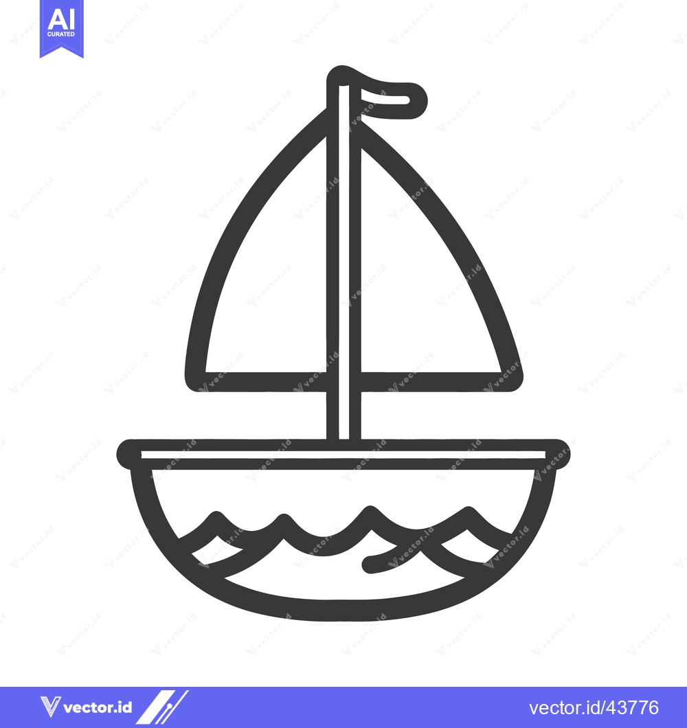 Premium Vector of A simple illustration of a sailboat sailing on water with waves