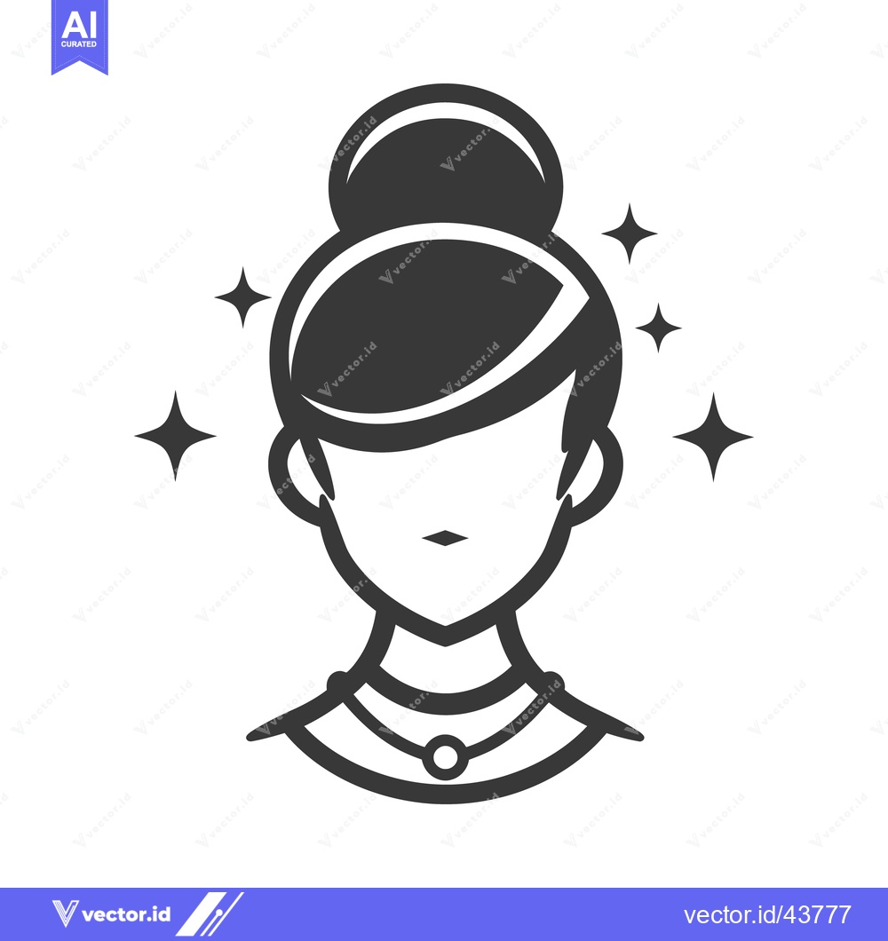 Premium Vector of Stylized depiction of a woman with a formal hairstyle and necklace