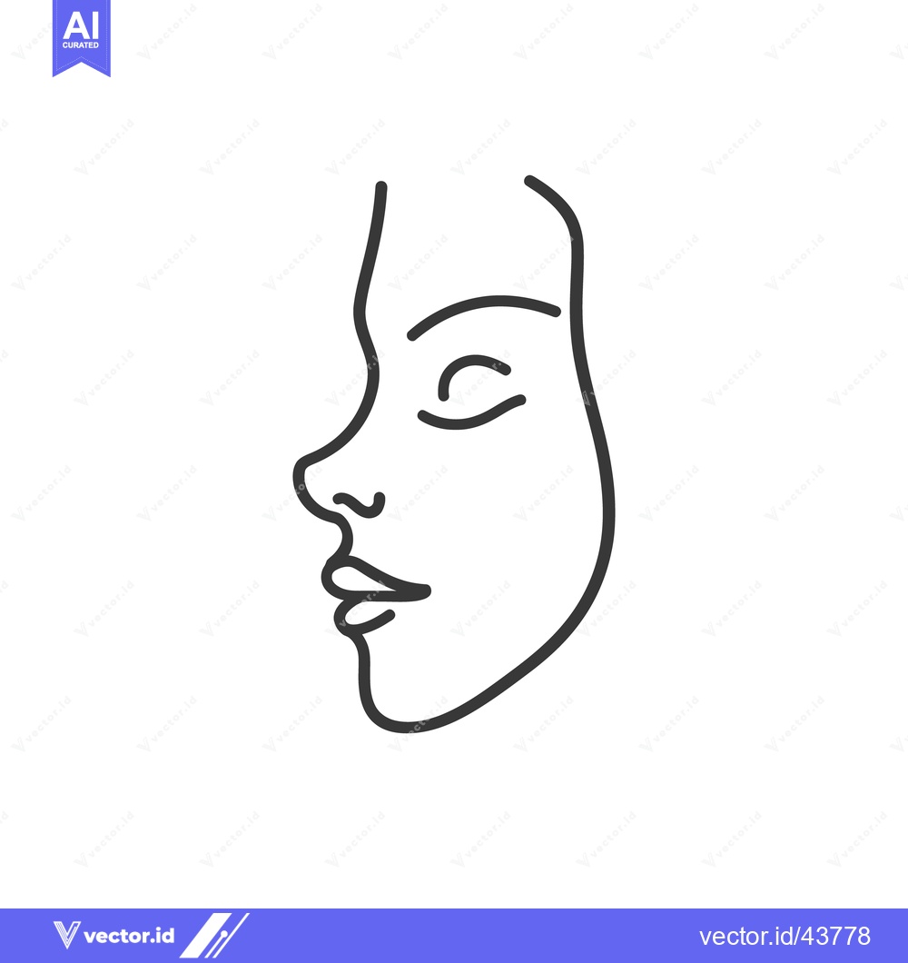 Premium Vector of Simple black line drawing depicting a side view of a face