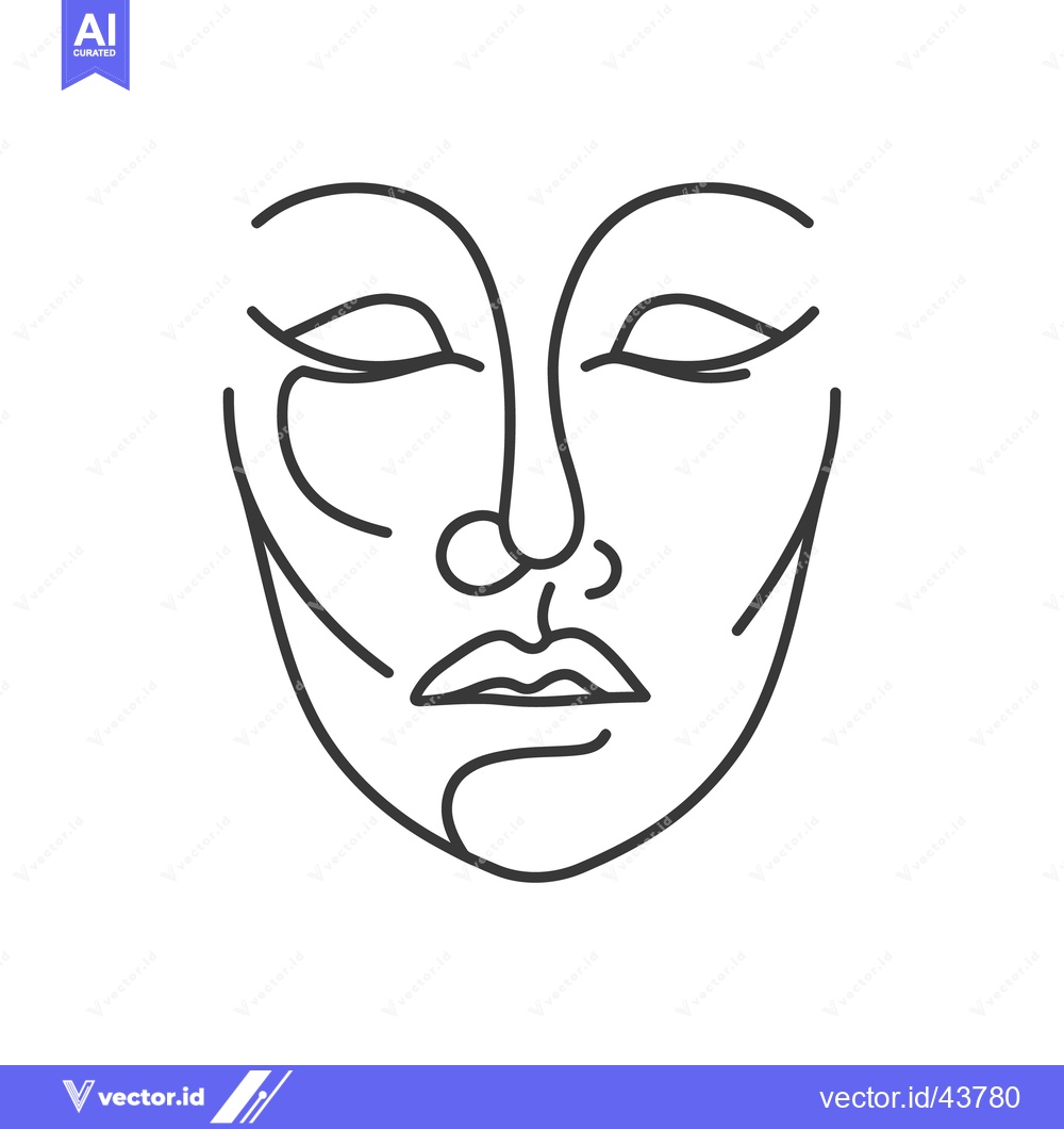 Premium Vector dari A simple graphic line drawing of a serene human face