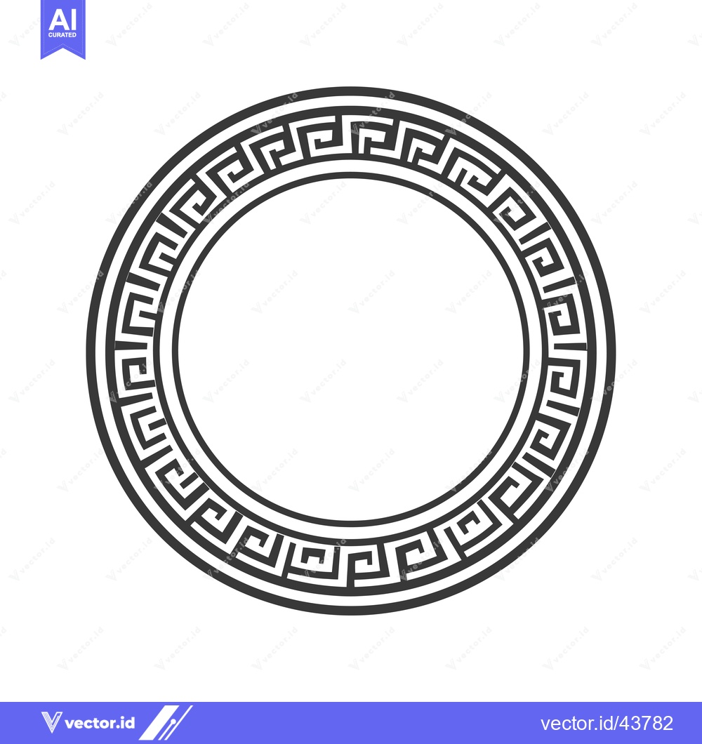 Premium Vector of Greek Key Pattern Circular Frame Border