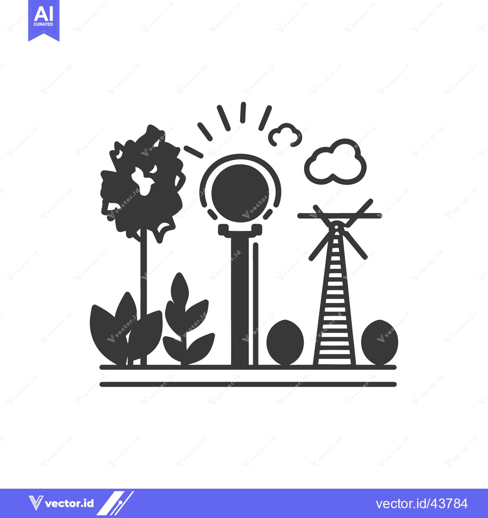 Premium Vector of A depiction of renewable energy and nature elements in a scene