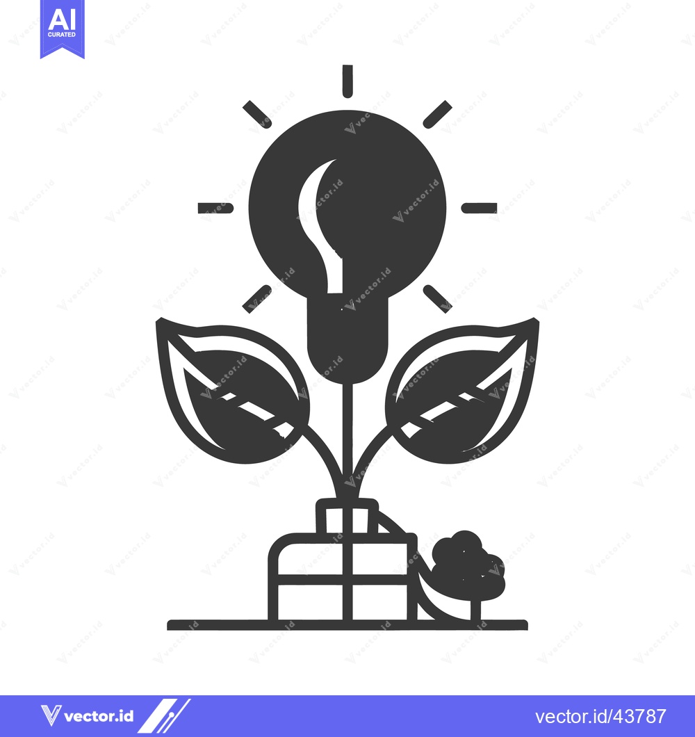 Premium Vector of A lightbulb shaped plant sprouting from a small planter box