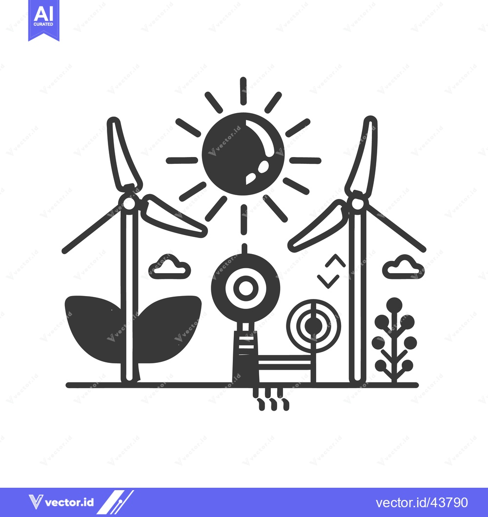 Premium Vector dari Symbolic depiction of renewable energy sources and the sun