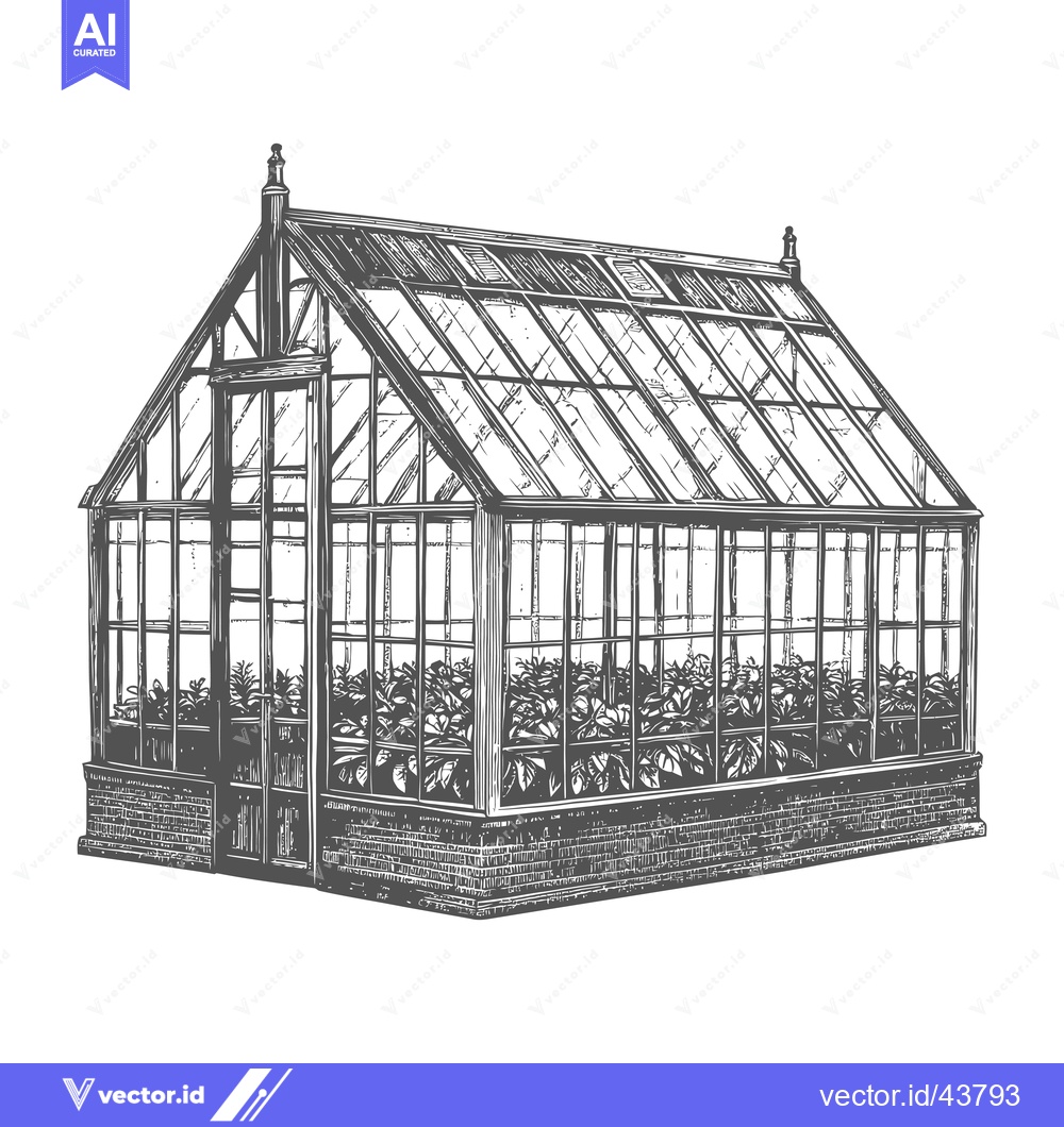 Premium Vector of A Detailed Drawing Of A Traditional Glass Greenhouse