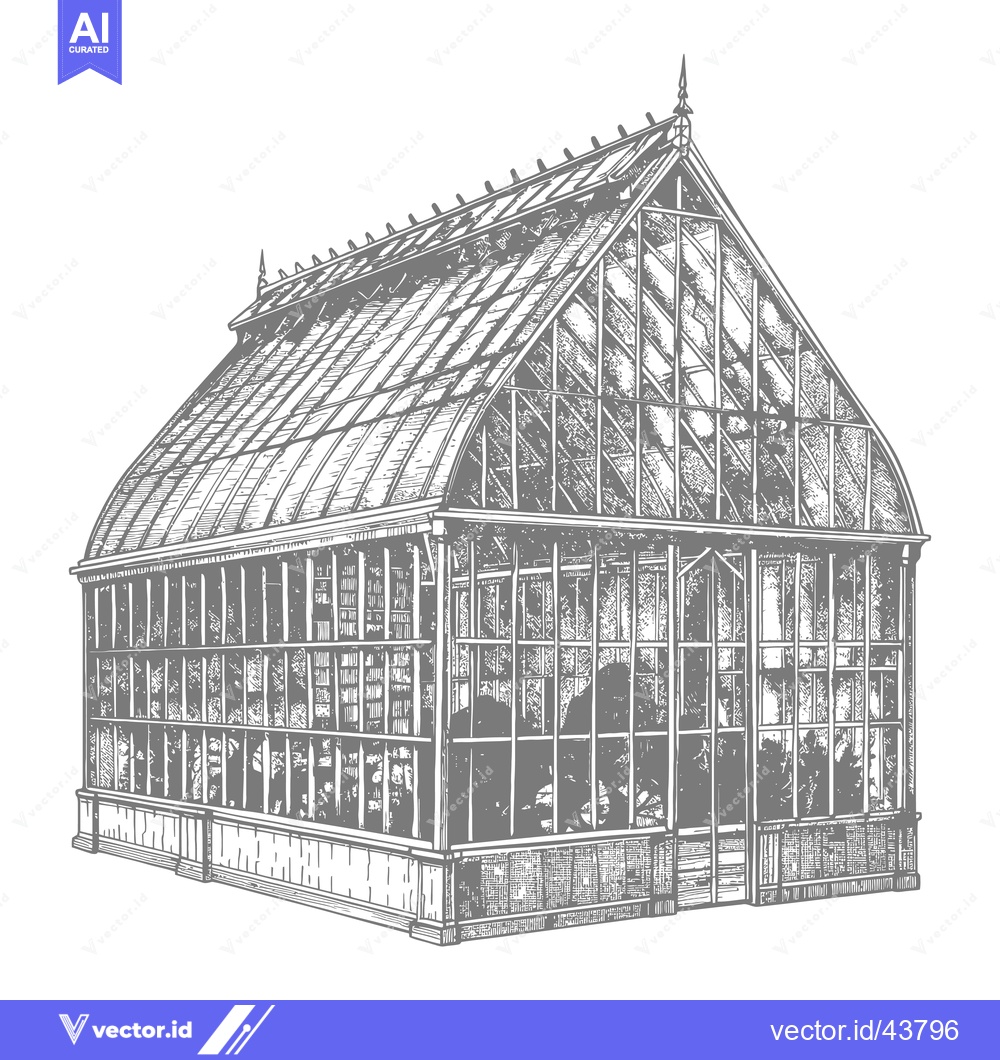 Premium Vector dari Ornate Greenhouse Architectural Drawing Design