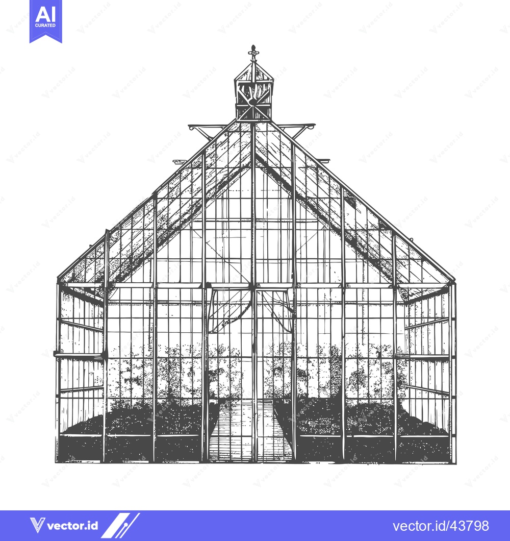Premium Vector dari Elegant Victorian Greenhouse Architectural Drawing