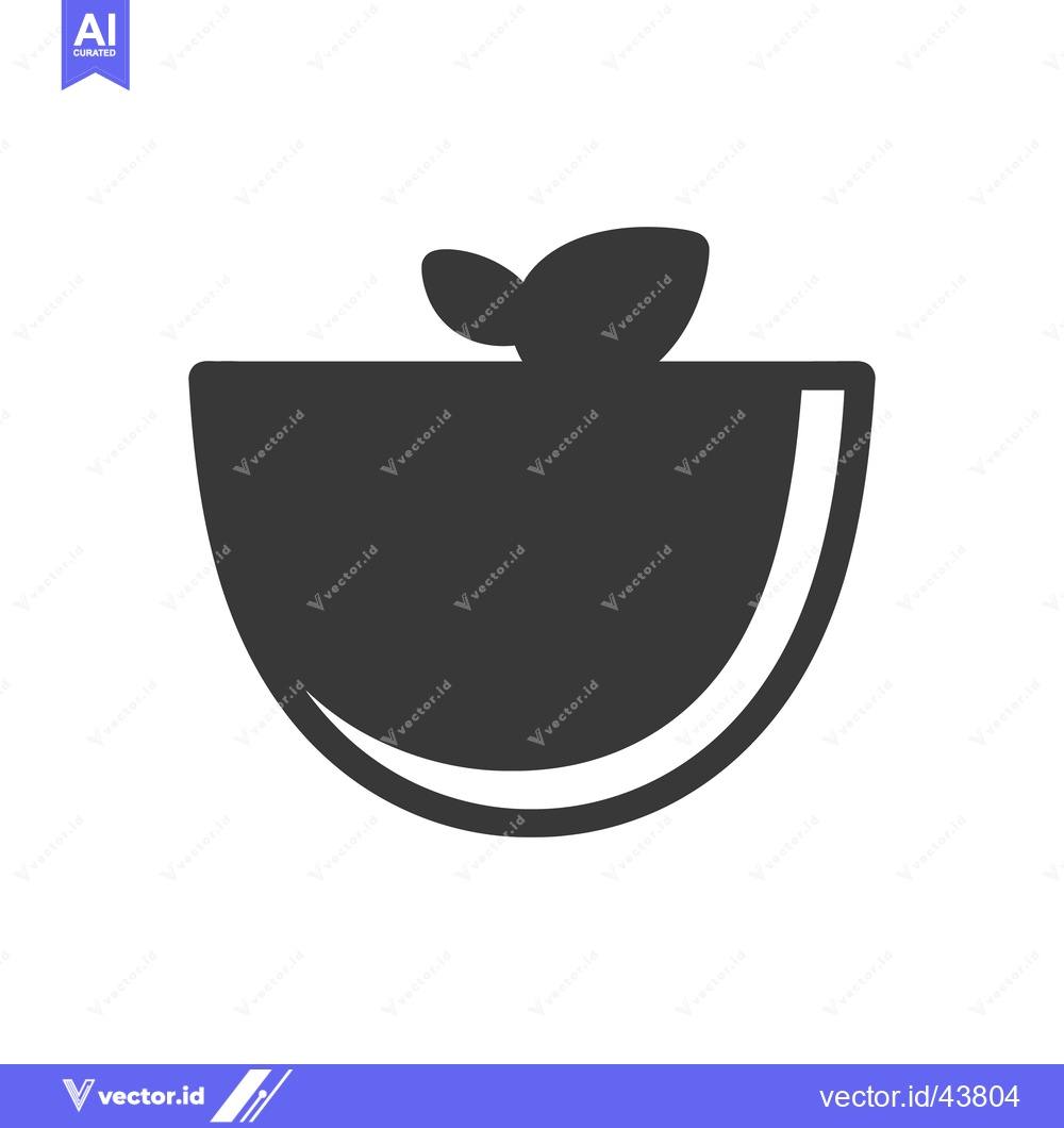 Premium Vector dari A dark bowl shape with small leaves at the top edge