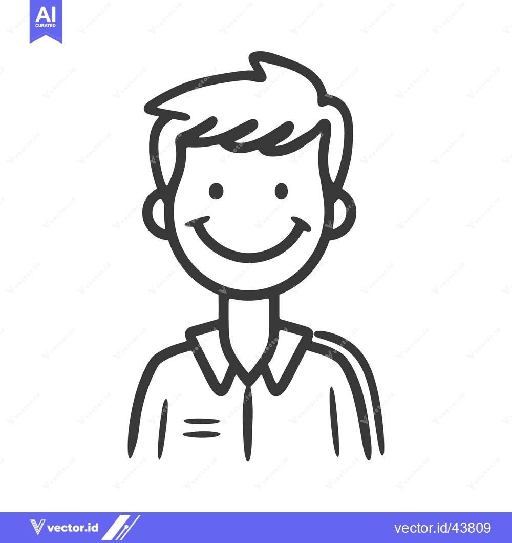 Premium Vector dari A simple line drawing of a smiling person in a shirt