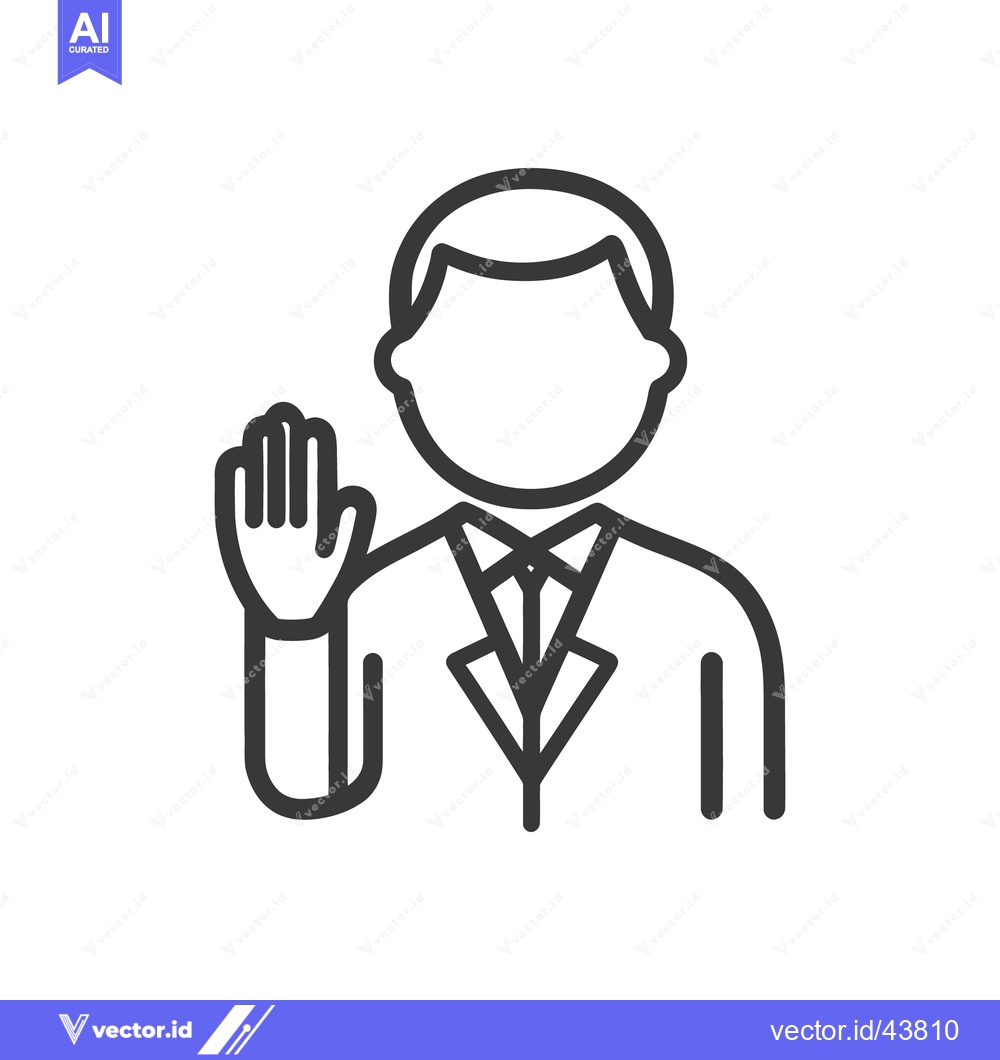 Premium Vector of An illustrative outline of a person with raised hand and suit
