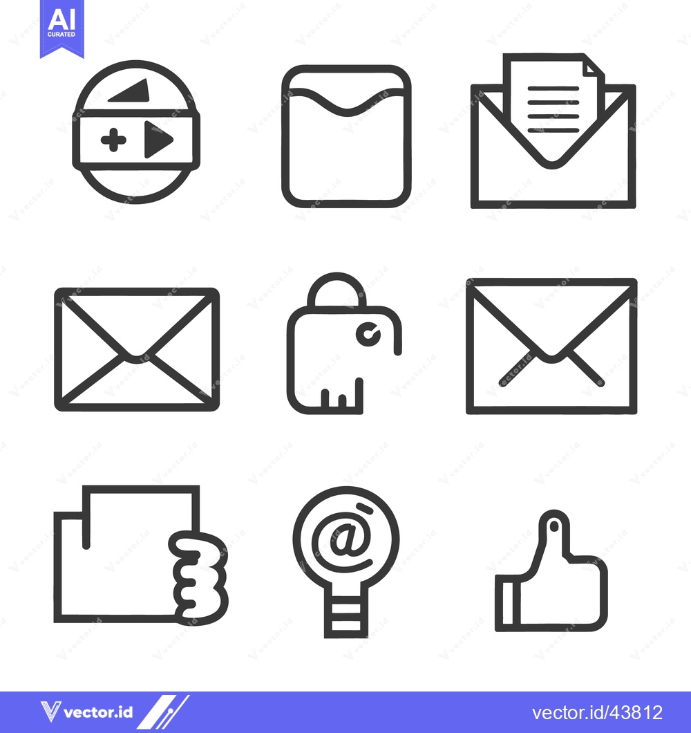 Premium Vector of Nine different minimalistic outlined icons displaying several differen