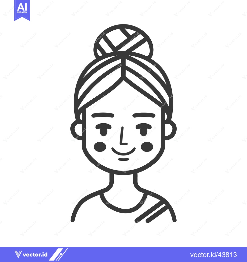 Premium Vector dari Simple illustration depicts a smiling person with a hair bun