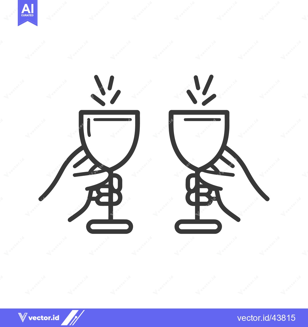 Premium Vector dari Two hands toasting with stemmed wine glasses depicted simply