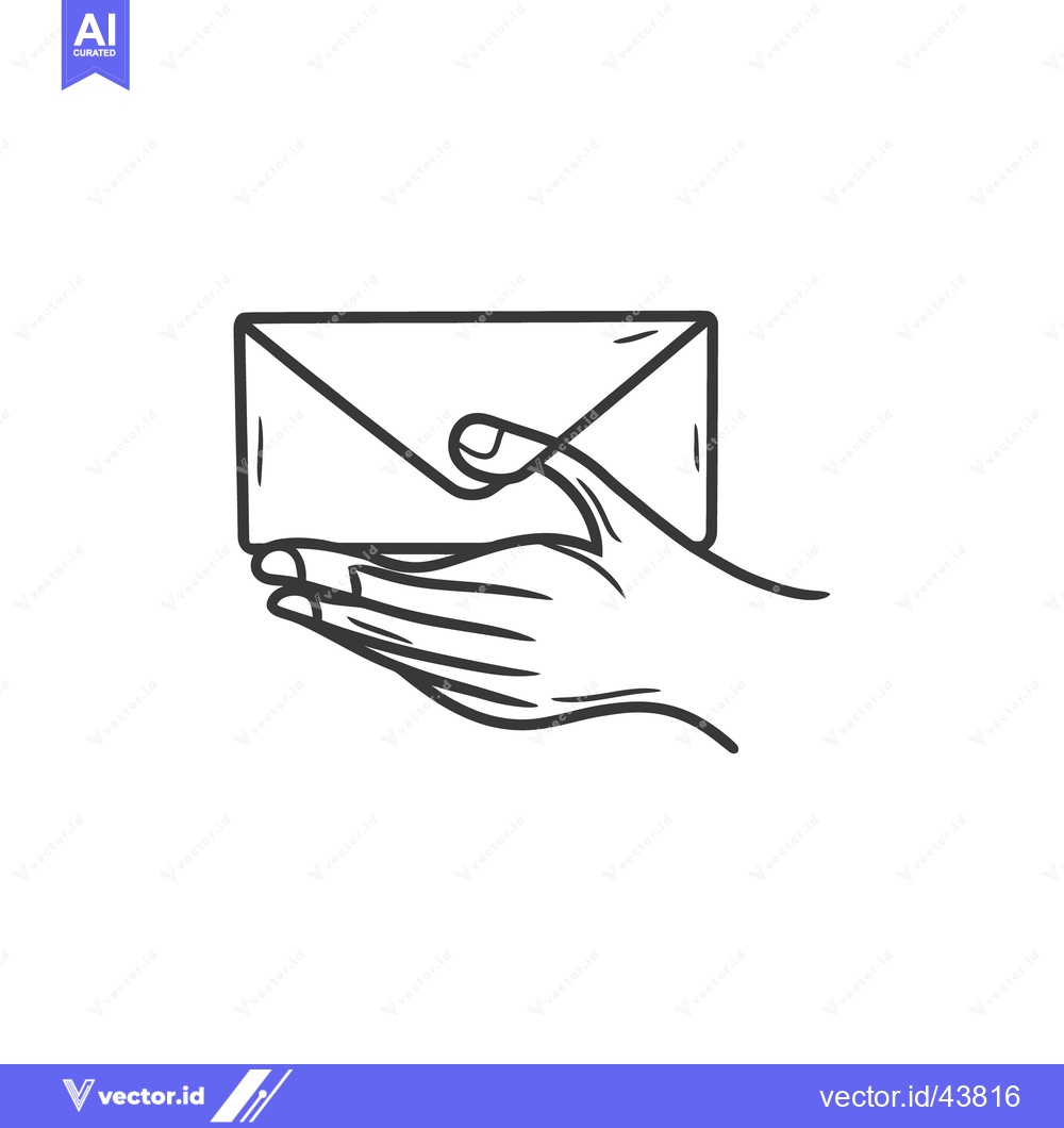 Premium Vector dari A hand holding a sealed envelope ready for delivery or sending