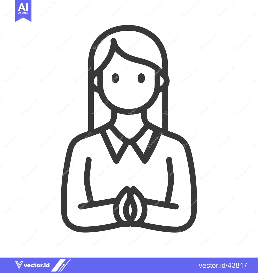 Premium Vector of A simple illustration of a woman with hands clasped