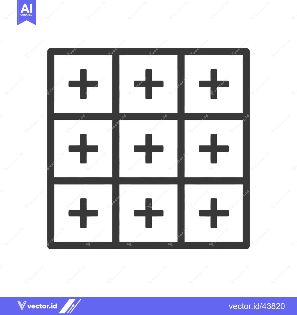 Premium Vector of Nine Plus Signs Arranged in a Square Grid, Simple Graphic Icon