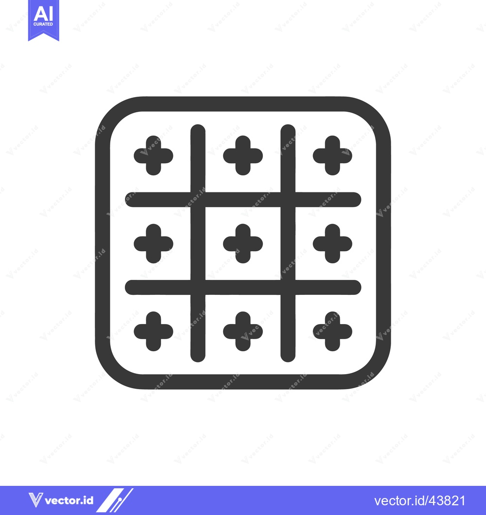 Premium Vector of Tic-Tac-Toe Grid Icon: Classic Game with Plus Symbols, Minimalist Desi