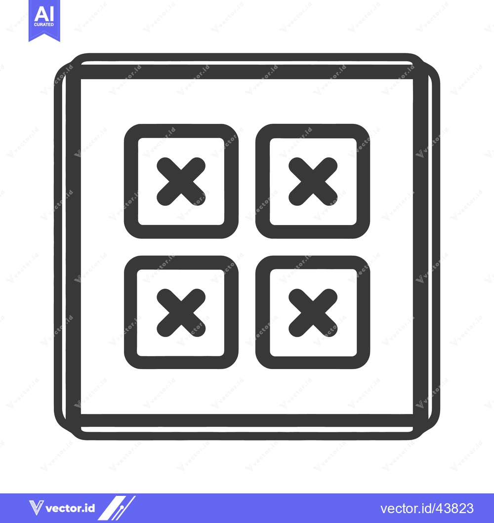 Premium Vector dari Grid of Rounded Squares with Crosses, Simple Black and White Icon