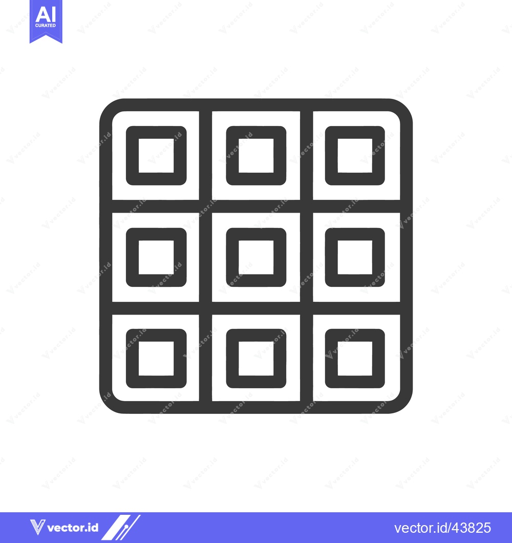Premium Vector of Minimalist Grid Icon: Rounded Squares in Bold Outline Design