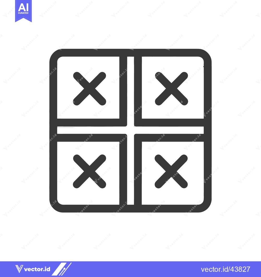 Premium Vector of Minimalist Icon: Four Squares with Crosses, Rounded Corners, Dark Gray