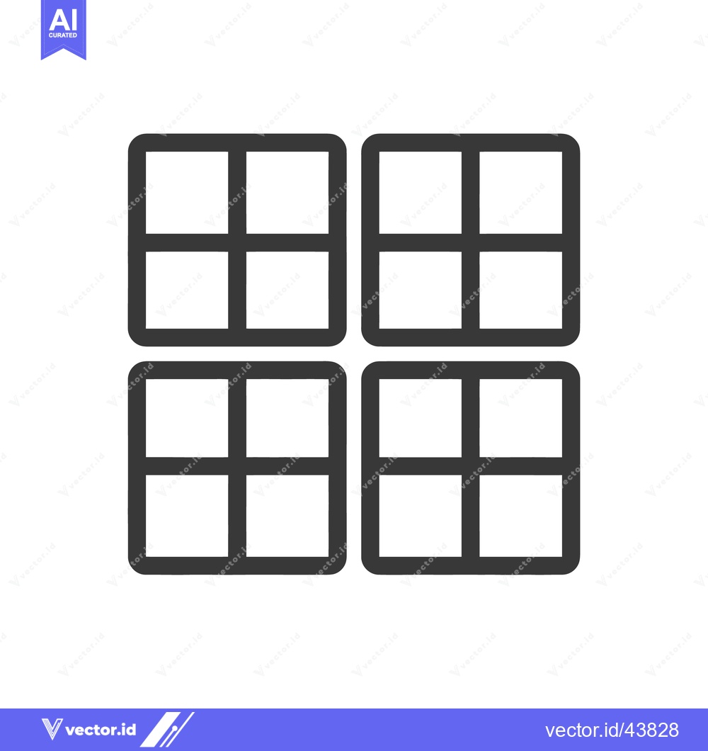 Premium Vector dari Four Squares Grid Icon, Bold Outline, Clean Design, White Background