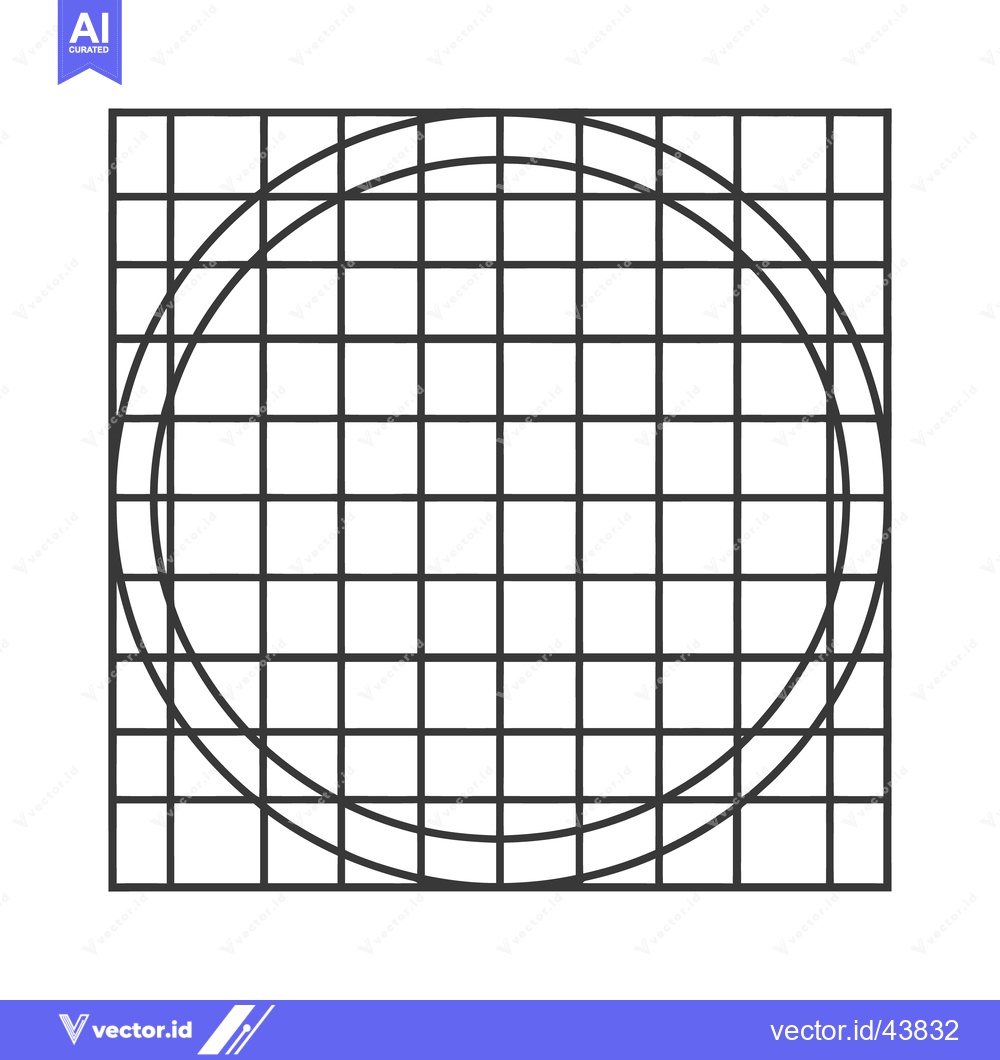 Premium Vector dari Geometric Harmony: Circle Intersecting Square Grid, Minimalist Design