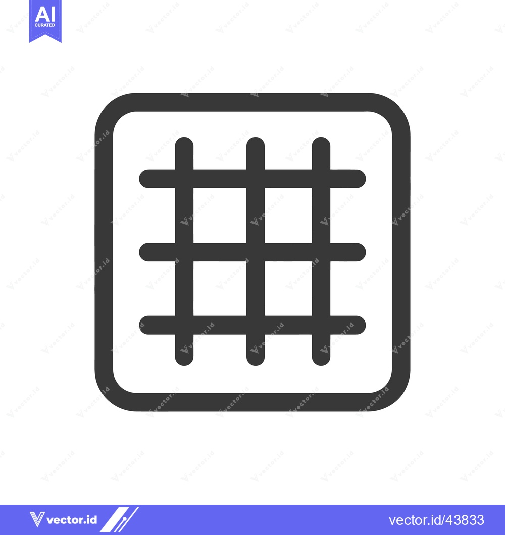 Premium Vector dari Minimalist Grid Icon: Rounded Square with Three by Three Lines
