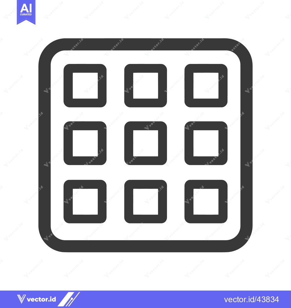 Premium Vector dari Grid Icon: Nine Rounded Squares in a Matrix Pattern