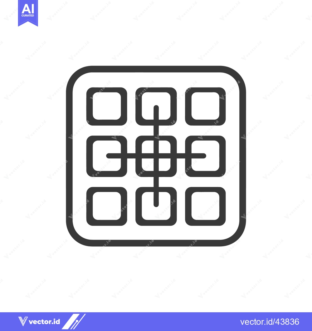 Premium Vector of Grid Icon with Rounded Square and Connecting Lines, Minimalist Design