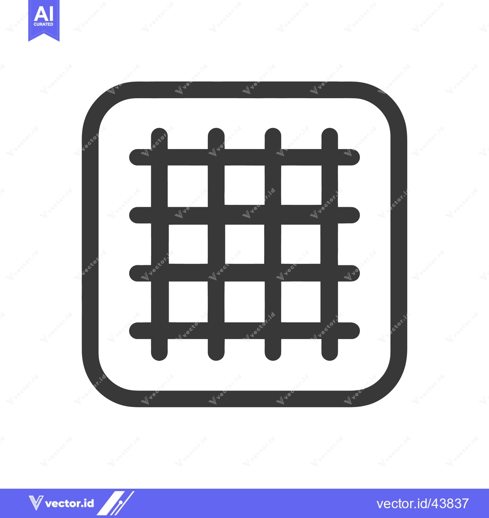 Premium Vector dari Minimalist Grid Icon: Rounded Square with Intersecting Lines, Simple D