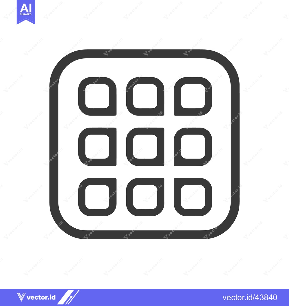 Premium Vector dari Menu Icon: Grid of Rounded Squares in Dark Gray Outline