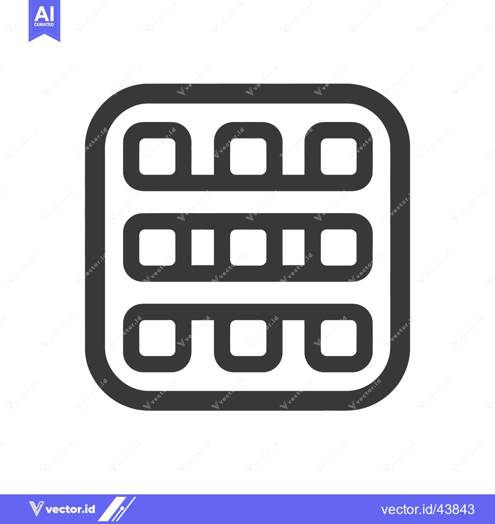 Premium Vector dari Abstract Grid Icon: Rounded Square with Three Rows of Connected Rectan