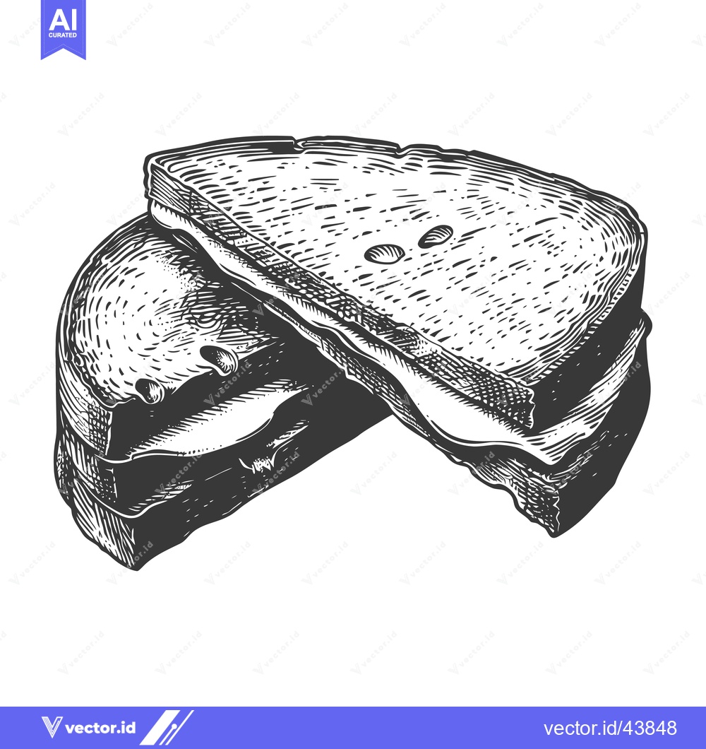 Premium Vector of A Delicious Half Eaten Sandwich In Black And White