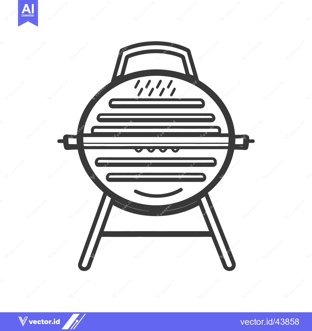 Premium Vector of A simple black and white illustration depicts a barbecue grill