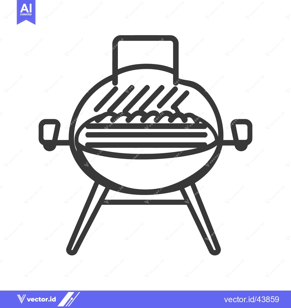 Premium Vector of Simple black and white illustration of a charcoal barbecue grill