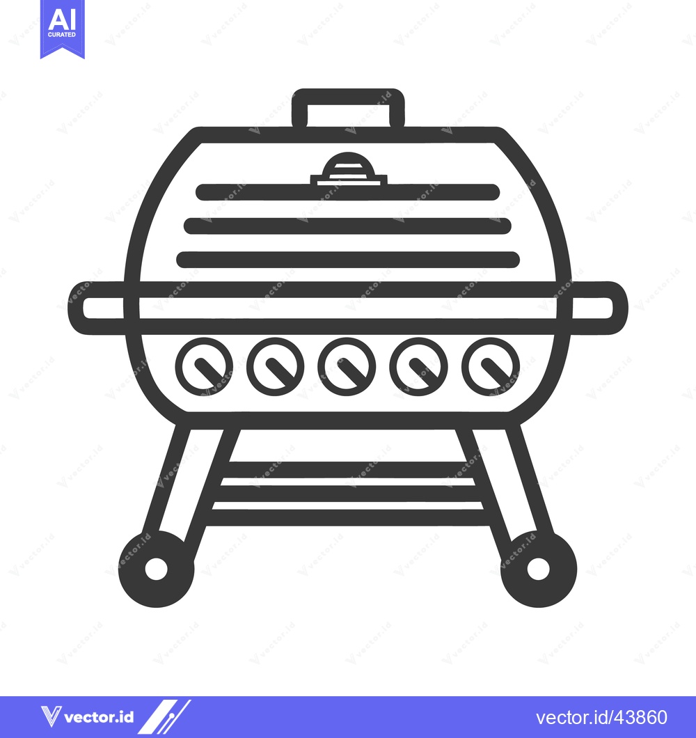 Premium Vector dari A minimalist black and white drawing of a barbecue grill