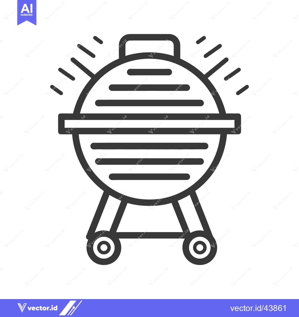 Premium Vector dari A simple illustration depicts a charcoal grill for outdoor cooking