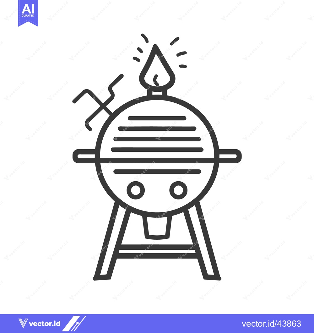 Premium Vector dari A simple line drawing of a charcoal grill and flame