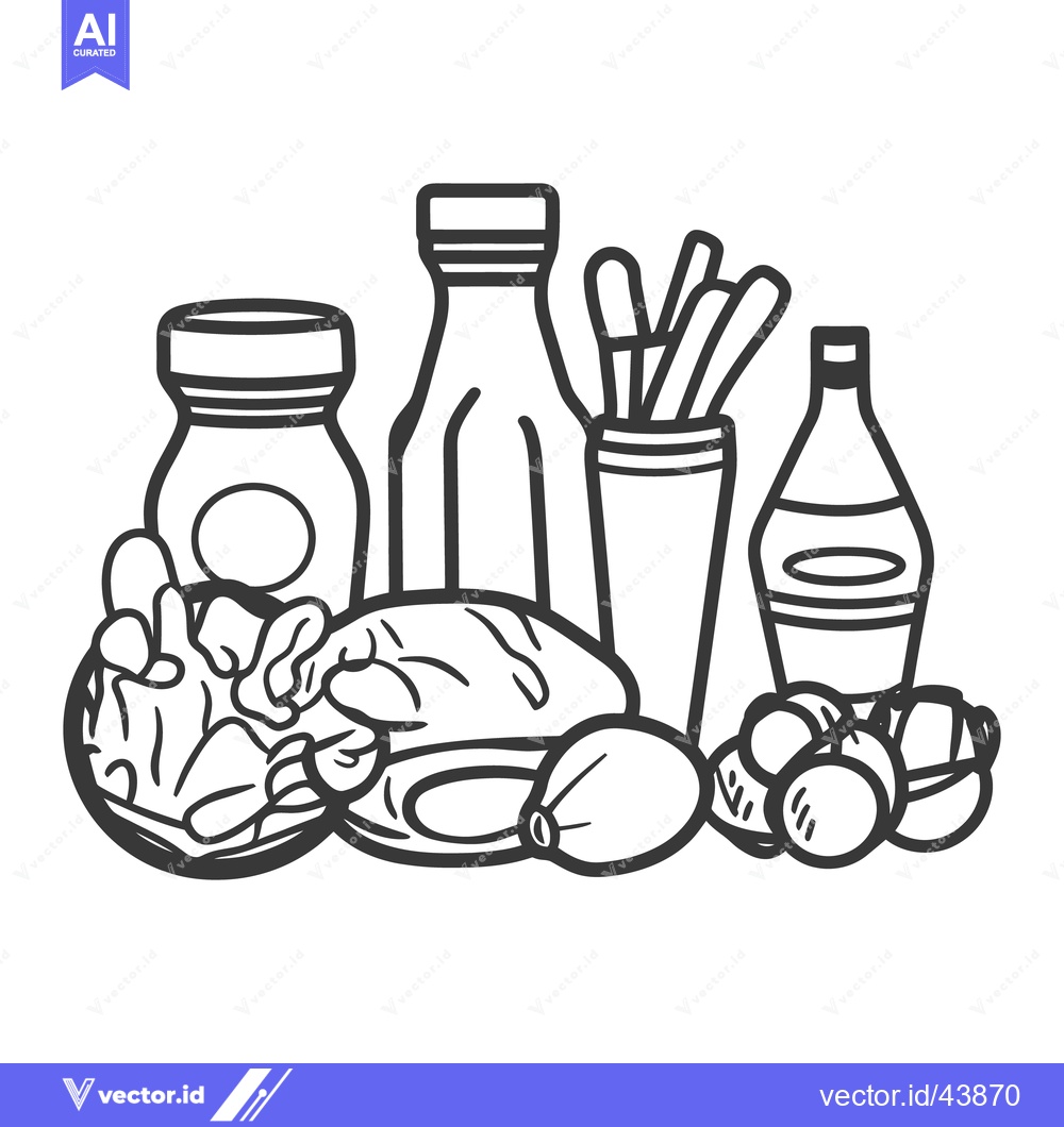 Premium Vector of An assortment of food items depicted in an illustration style