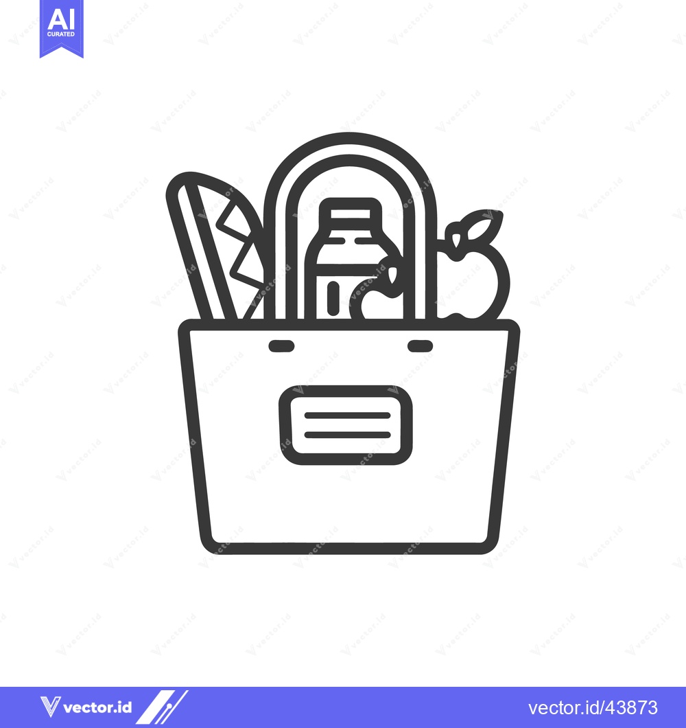 Premium Vector of Minimalist Icon of a Reusable Grocery Bag Filled with Healthy Food Ite