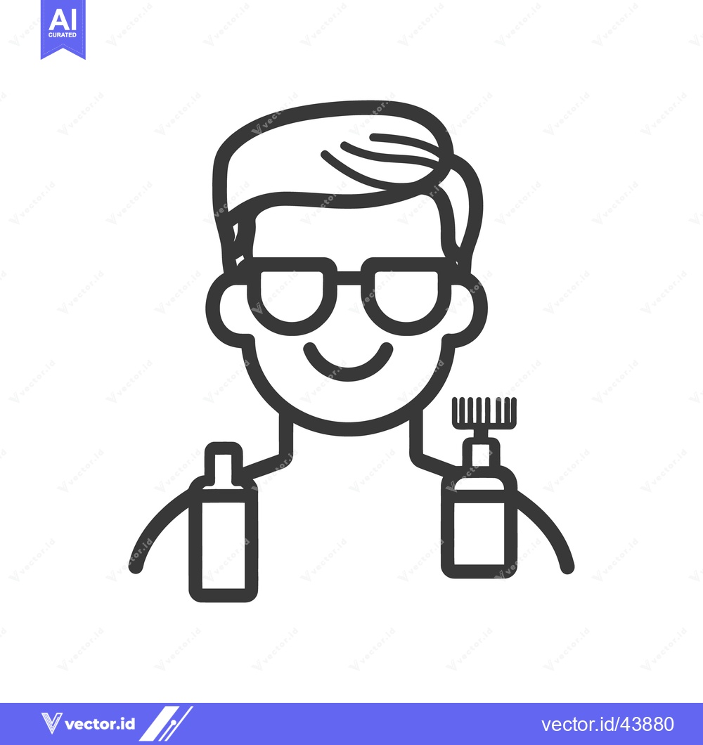 Premium Vector dari A person holding grooming products and smiling broadly with glasses