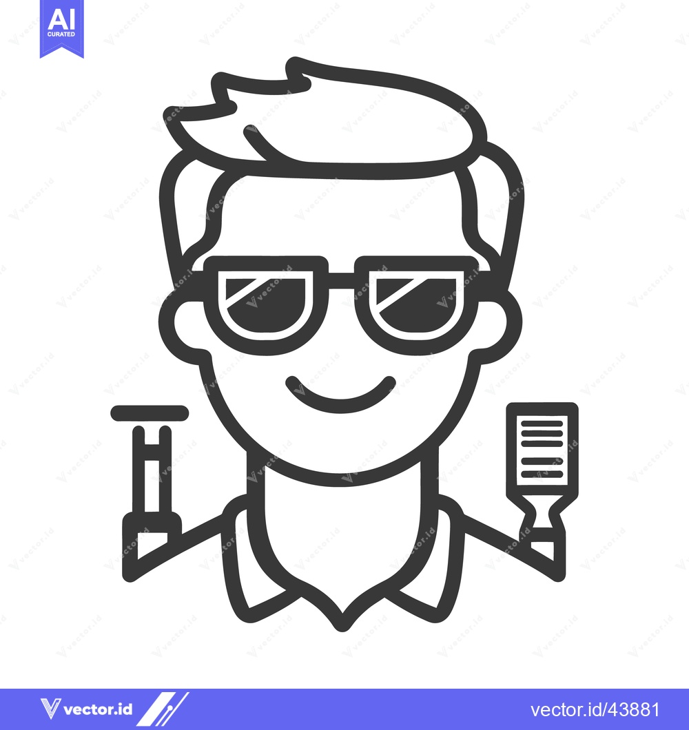 Premium Vector dari A Smiling Man Holding Scientific Instruments In Cartoon Style
